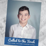 Bar Mitzvah Modern Custom Photo Invitation Postcard<br><div class="desc">"Called to the Torah" written in playful cursive script with sans serif typography on a simple color background. Add a custom photo. 

Available here:
http://www.zazzle.com/store/selectpartysupplies</div>