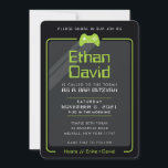 BAR MITZVAH modern gaming controls black green Invitation<br><div class="desc">by kat massard >>> WWW.SIMPLYSWEETPAPERIE.COM <<< - - - - - - - - - - - - - - - - - - - - - - - - The perfect design for a "Gaming Themed" BAR or BAT MITZVAH celebration Love the design, but would like to see some...</div>