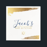 BAR MITZVAH modern luxe gilded gold navy blue Napkin<br><div class="desc">by kat massard >>> WWW.SIMPLYSWEETPAPERIE.COM <<<</div>