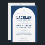 BAR MITZVAH modern minimal arch navy blue white Invitation<br><div class="desc">by kat massard >>> WWW.SIMPLYSWEETPAPERIE.COM <<< Love the design, but would like to see some changes - another colour scheme, product, add a photo or adapted for a different occasion - no worries simply contact me - I am happy to help! - - - - - - - - -...</div>