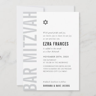 BAR MITZVAH modern minimal bold boy monochromatic  Invitation