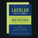 BAR MITZVAH modern minimal typography blue lime Invitation<br><div class="desc">by kat massard >>> WWW.SIMPLYSWEETPAPERIE.COM <<< CONTACT ME for custom wording or to add any lines in Hebrew Love the design, but would like to see some changes - another colour scheme, product, add a photo or adapted for a different occasion - no worries simply contact me - I am...</div>