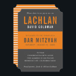 BAR MITZVAH modern minimal typography grey orange Invitation<br><div class="desc">by kat massard >>> WWW.SIMPLYSWEETPAPERIE.COM <<< CONTACT ME for custom wording or to add any lines in Hebrew Love the design, but would like to see some changes - another colour scheme, product, add a photo or adapted for a different occasion - no worries simply contact me - I am...</div>