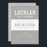 BAR MITZVAH modern minimal typography grey white Invitation<br><div class="desc">by kat massard >>> WWW.SIMPLYSWEETPAPERIE.COM <<< CONTACT ME for custom wording or to add any lines in Hebrew Love the design, but would like to see some changes - another colour scheme, product, add a photo or adapted for a different occasion - no worries simply contact me - I am...</div>