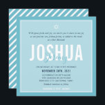 BAR MITZVAH modern name bright sky blue Invitation<br><div class="desc">by kat massard >>> kat@simplysweetPAPERIE.com <<< CONTACT ME for custom wording or to add any lines in Hebrew Love the design, but would like to see some changes - another colour scheme, product, add a photo or adapted for a different occasion - no worries simply contact me - I am...</div>