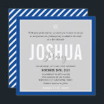 BAR MITZVAH modern name gray royal blue Invitation<br><div class="desc">by kat massard >>> kat@simplysweetPAPERIE.com <<< CONTACT ME for custom wording or to add any lines in Hebrew Love the design, but would like to see some changes - another color scheme, product, add a photo or adapted for a different occasion - no worries simply contact me - I am...</div>