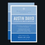 BAR MITZVAH modern ombre gradient cool royal blue Invitation<br><div class="desc">by kat massard >>> kat@simplysweetPAPERIE.com <<< CONTACT ME for custom wording or to add any lines in Hebrew Love the design, but would like to see some changes - another colour scheme, product, add a photo or adapted for a different occasion - no worries simply contact me - I am...</div>