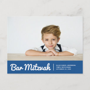 Bar Mitzvah Modern Simple Custom Photo Invitation Postcard