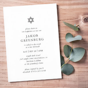 Bar Mitzvah Modern Simple Elegant Minimalist Invitation