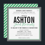 BAR MITZVAH modern sporty green grey hebrew Invitation<br><div class="desc">by kat massard >>> kat@simplysweetPAPERIE.com <<< CONTACT ME for custom wording or to add any lines in Hebrew Love the design, but would like to see some changes - another colour scheme, product, add a photo or adapted for a different occasion - no worries simply contact me - I am...</div>
