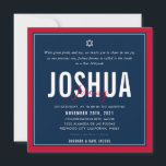 BAR MITZVAH modern sporty nfl football blue red In Invitation<br><div class="desc">by kat massard >>> kat@simplysweetPAPERIE.com <<< CONTACT ME for custom wording or to add any lines in Hebrew Love the design, but would like to see some changes - another colour scheme, product, add a photo or adapted for a different occasion - no worries simply contact me - I am...</div>