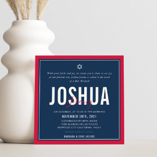 BAR MITZVAH modern sporty nfl football blue red Invitation