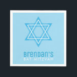 BAR MITZVAH modern stylish simple blue star Napkin<br><div class="desc">by kat massard >>> kat@simplysweetpaperie.com Setup as a template it is simple for you to add your own details, or hit the customise button and you can add or change text, fonts, sizes etc TIP :: 1. To change/move graphics / change background colour hit the "customise it" button. 2. You...</div>