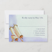 Bar Mitzvah Motifs in Watercolor RSVP