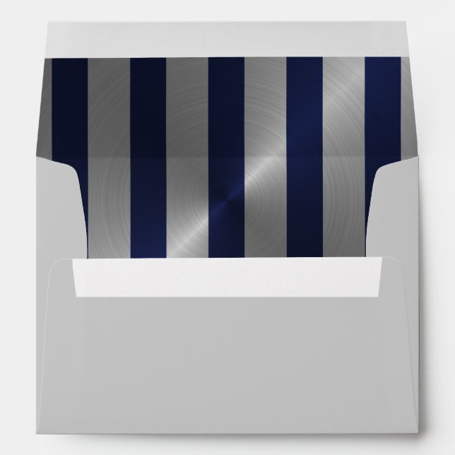 Bar Mitzvah Navy and Silver Stripe Star of David Envelope (Back (Bottom))
