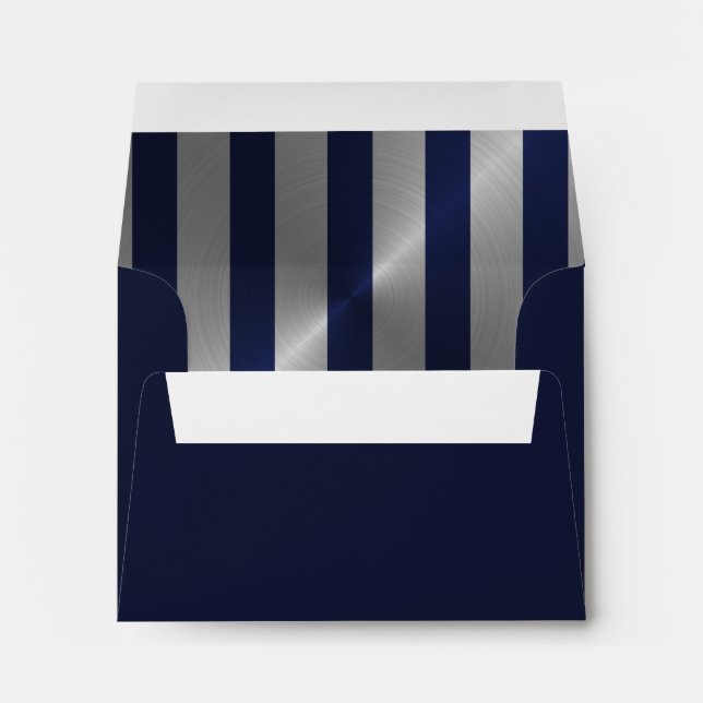 Bar Mitzvah Navy and Silver Stripe Star of David Envelopes (Back (Bottom))