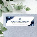 Bar Mitzvah Navy Blue Agate Silver Return Address<br><div class="desc">Be proud, rejoice and celebrate this milestone of your favorite Bar Mitzvah whenever you use this cool, unique, modern, personalized return address label! Navy blue and gray typography and Star of David overlay a simple, white background with steel blue agate rocks accented with faux silver veins. Personalize the custom text...</div>