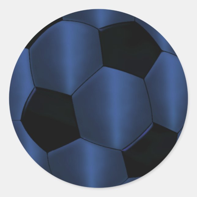 Bar Mitzvah Navy Blue and Black Soccer Ball Classic Round Sticker (Front)