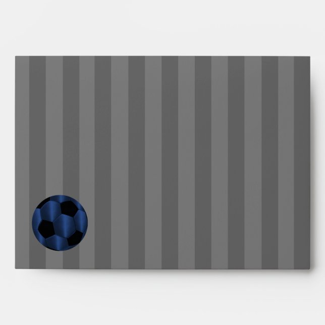 Bar Mitzvah Navy Blue and Black Soccer Ball Envelopes (Front)