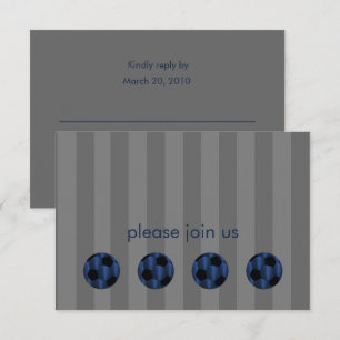 Bar Mitzvah Navy Blue and Black Soccer Ball Invitation