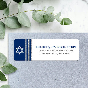 Bar Mitzvah Navy Blue Silver Tallit Return Address