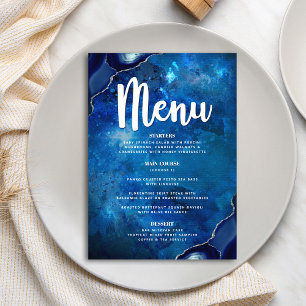 Bar Mitzvah Navy Galaxy Watercolor Agate Script Menu