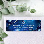 Bar Mitzvah Navy Watercolor Agate Return Address<br><div class="desc">Be proud, rejoice and celebrate this milestone of your favourite Bar Mitzvah whenever you use this cool, unique, modern, personalised return address label! White typography and Star of David overlay a deep blue galaxy watercolor background with navy blue agate accented with faux silver veins. Personalise the custom text with your...</div>