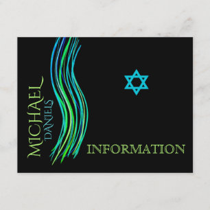 Bar Mitzvah Neon Green Information Card