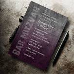 Bar Mitzvah Ombre Grunge Plum Invitation<br><div class="desc">Bar Mitzvah Ombre Grunge Plum
Bar Mitzvah and Bat Mitzvah invitation sets designed by Umua. Printed and shipped by Zazzle or its partners.</div>