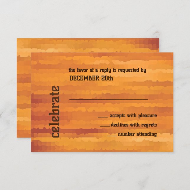 Bar Mitzvah Orange Techno Streaks Invitation RSVP (Front/Back)
