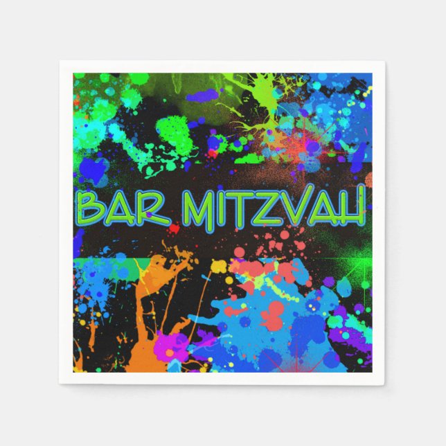 Bar Mitzvah Paint Splatter,Paint Ball Paper Napkin (Front)
