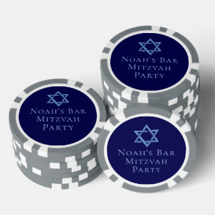 Bar Mitzvah Party Royal Blue Star of David Poker Chips