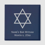 Bar Mitzvah Personalised Magnet - Blue and Silver<br><div class="desc">Personalised Star of David Bar Mitzvah magnet in blue & silver can be used as a Save the Date magnet or as a memento of the blessed event.  Text is fully customisable.</div>