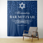 Bar Mitzvah Photo Backdrop Tapestry<br><div class="desc">Personalised bar mitzvah photo backdrop tapestry featuring a stylish blue background,  glitter,  the star of david symbol,  the childs name,  and date.</div>