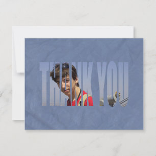 Bar Mitzvah Photo Thank You Card in Blue