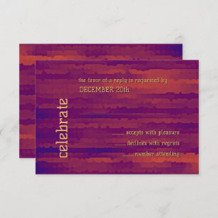Bar Mitzvah Plum and Orange Techno Streaks RSVP Invitation