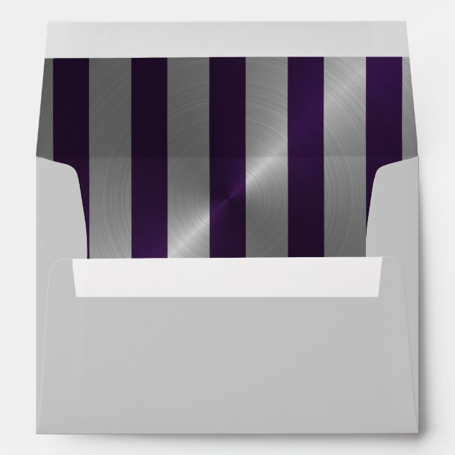 Bar Mitzvah Plum and Silver Stripe Star of David Envelope (Back (Bottom))