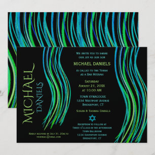 Bar Mitzvah Prayer Shawl Bright Neon Green Invitation