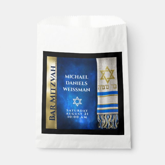 Bar Mitzvah Prayer Shawl  Favour Bags (Front)