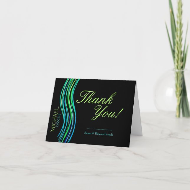 Bar Mitzvah Prayer Shawl Neon Green Thank You (Front)