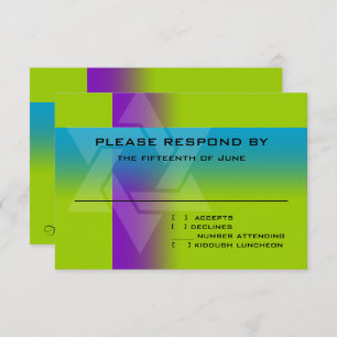 Bar Mitzvah Purple and Turquoise on Any Colour RSVP Card