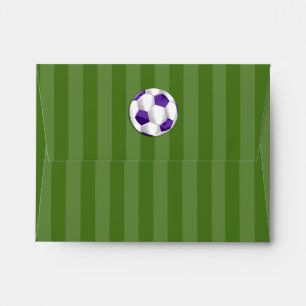 Bar Mitzvah Purple and White Soccer Ball Envelopes