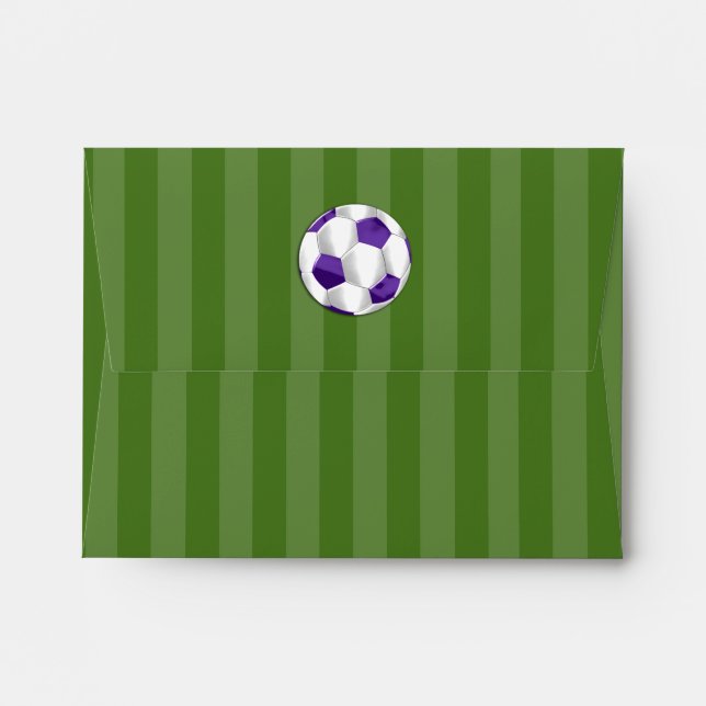 Bar Mitzvah Purple and White Soccer Ball Envelopes (Back (Top Flap))