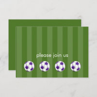 Bar Mitzvah Purple and White Soccer Ball RSVP