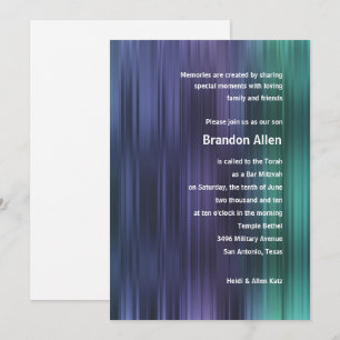 Bar Mitzvah Purple Green Blue Stripes Invitation