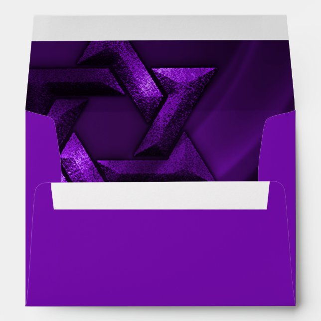 Bar Mitzvah Purple Star of David Envelope (Back (Bottom))