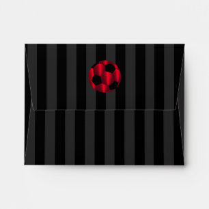 Bar Mitzvah Red and Black Soccer Ball Envelope