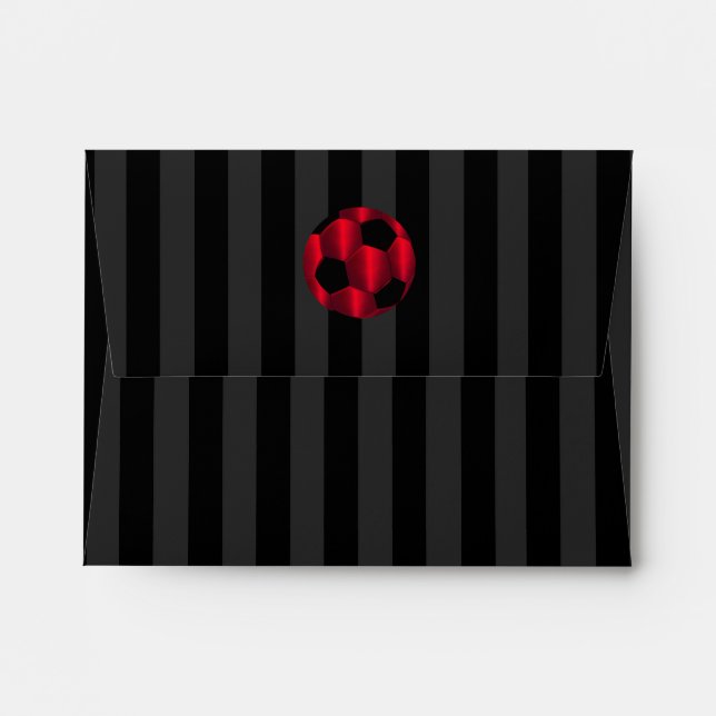 Bar Mitzvah Red and Black Soccer Ball Envelope (Back (Top Flap))