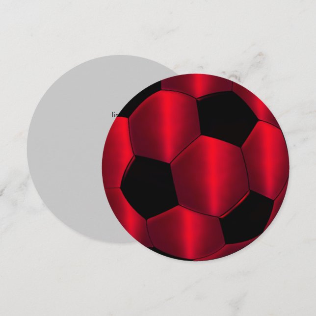 Bar Mitzvah Red and Black Soccer Ball Invitation (Front/Back)
