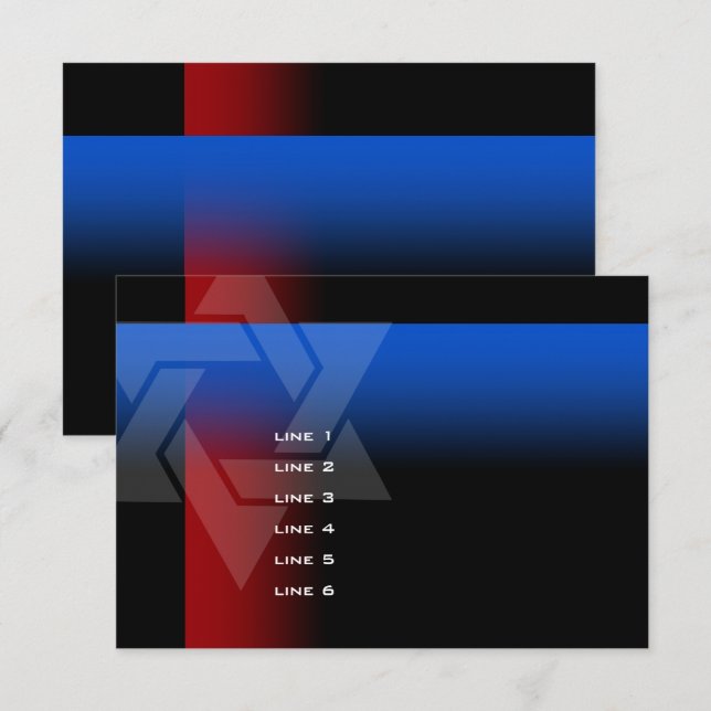 Bar Mitzvah Red and Blue on Any Colour Card (Front/Back)